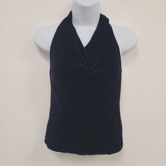 French Connection Womens Cowl Halter Top Size 2 Velvet Y2K Fairy Grunge‎ Event - Picture 1 of 10